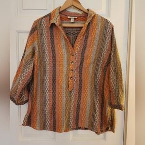 Dress Barn bohemian aztec southwest print top tunic size 2x cotton made in india